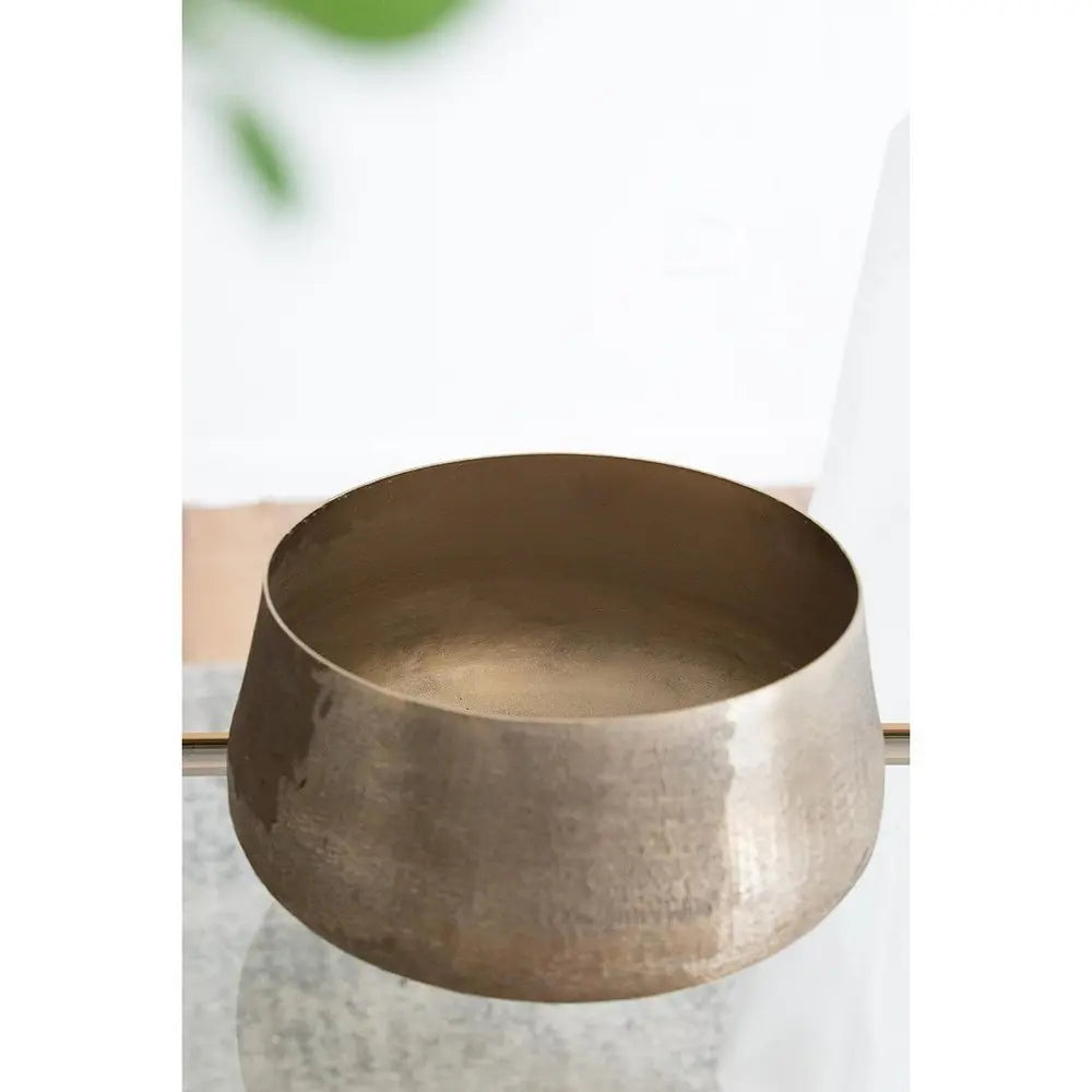 Set of Two Gold Aluminum Round Table Vases  Warm Home View