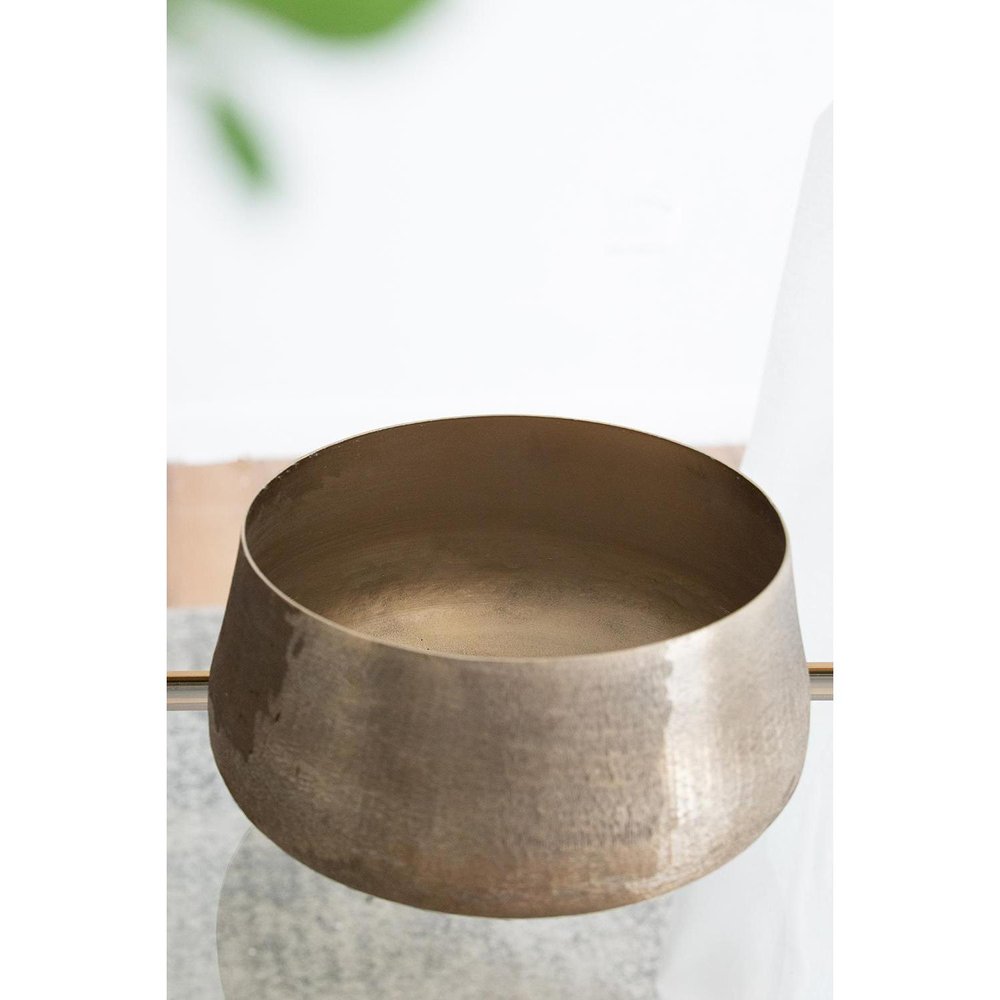 Set of Two Gold Aluminum Round Table Vases  Warm Home View