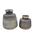 Set of Two Black And Gray Abstract Glass Round Table Vases  Warm Home View