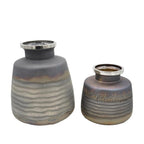 Set of Two Black And Gray Abstract Glass Round Table Vases  Warm Home View