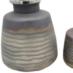 Set of Two Black And Gray Abstract Glass Round Table Vases  Warm Home View