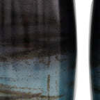 Set of Two Black And Blue Abstract Glass Cylinder Floor Vases  Warm Home View