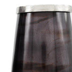 Set of Two Black And Blue Abstract Glass Cylinder Floor Vases  Warm Home View
