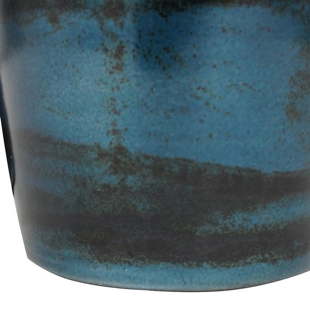 Set of Two Black And Blue Abstract Glass Cylinder Floor Vases  Warm Home View