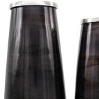 Set of Two Black And Blue Abstract Glass Cylinder Floor Vases  Warm Home View
