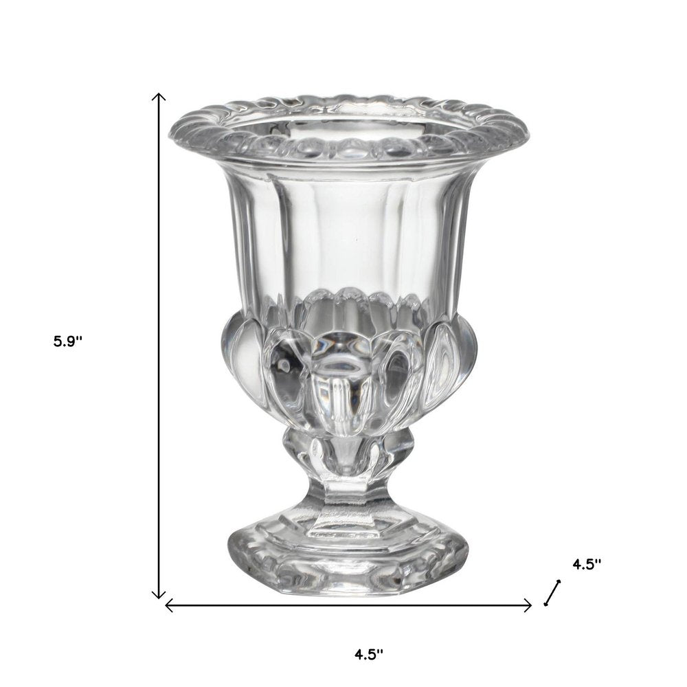 Set of Two Clear Glass Urn Table Vases  Warm Home View