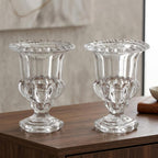 Set of Two Clear Glass Urn Table Vases  Warm Home View