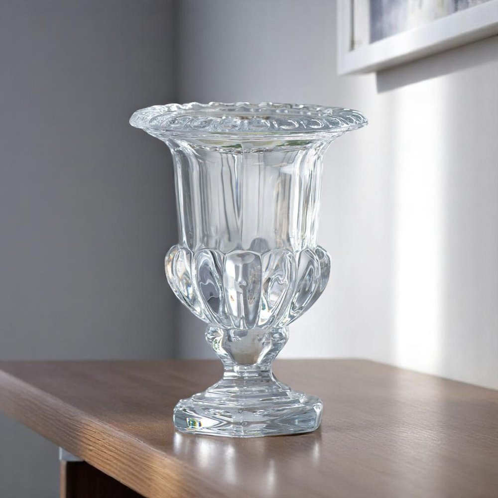 Set of Two Clear Glass Urn Table Vases  Warm Home View