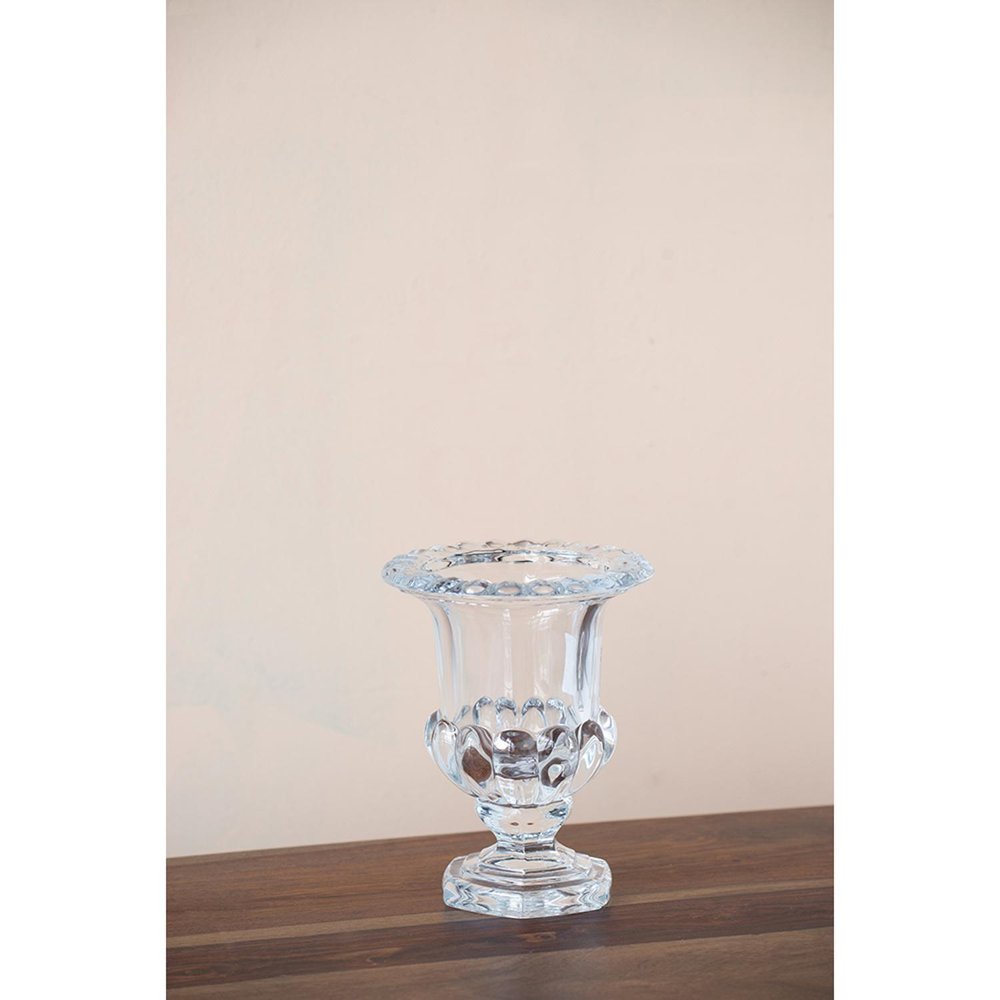 Set of Two Clear Glass Urn Table Vases  Warm Home View