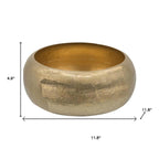 Set of Two Gold Aluminum Hammered Round Centerpiece Bowls  Warm Home View
