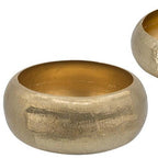 Set of Two Gold Aluminum Hammered Round Centerpiece Bowls  Warm Home View