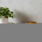 Set of Two Gold Aluminum Hammered Round Centerpiece Bowls  Warm Home View