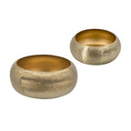Set of Two Gold Aluminum Hammered Round Centerpiece Bowls  Warm Home View
