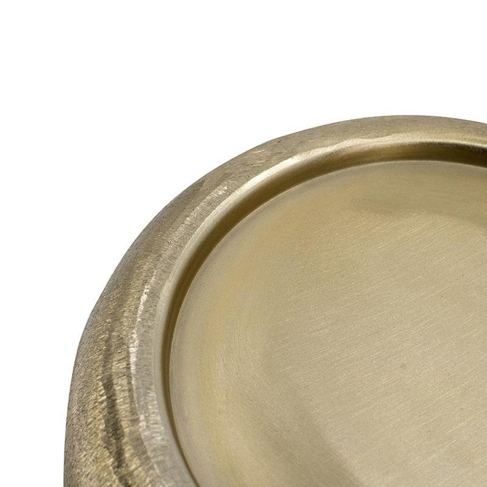 Set of Two Gold Aluminum Hammered Round Centerpiece Bowls  Warm Home View