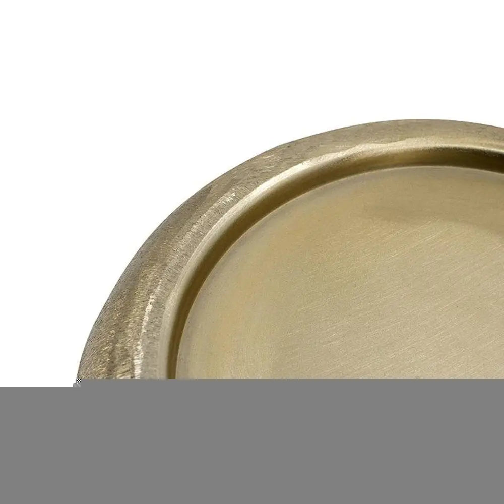 Set of Two Gold Aluminum Hammered Round Centerpiece Bowls  Warm Home View