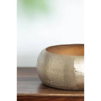 Set of Two Gold Aluminum Hammered Round Centerpiece Bowls  Warm Home View