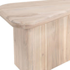 Set of Two Natural Solid Wood Triangle Pedestal Nested Coffee Tables  Warm Home View