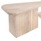 Set of Two Natural Solid Wood Triangle Pedestal Nested Coffee Tables  Warm Home View