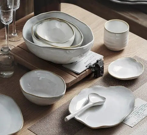 Ceramic Irregular Dinnerware Set with Bowls and Plates  Warm Home View