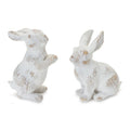 Set of Two White Resin Rabbit Figurines  Warm Home View