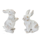 Set of Two White Resin Rabbit Figurines  Warm Home View