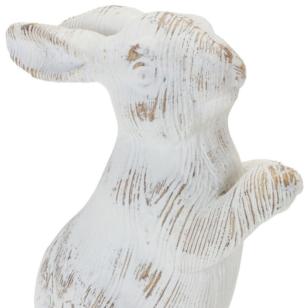 Set of Two White Resin Rabbit Figurines  Warm Home View