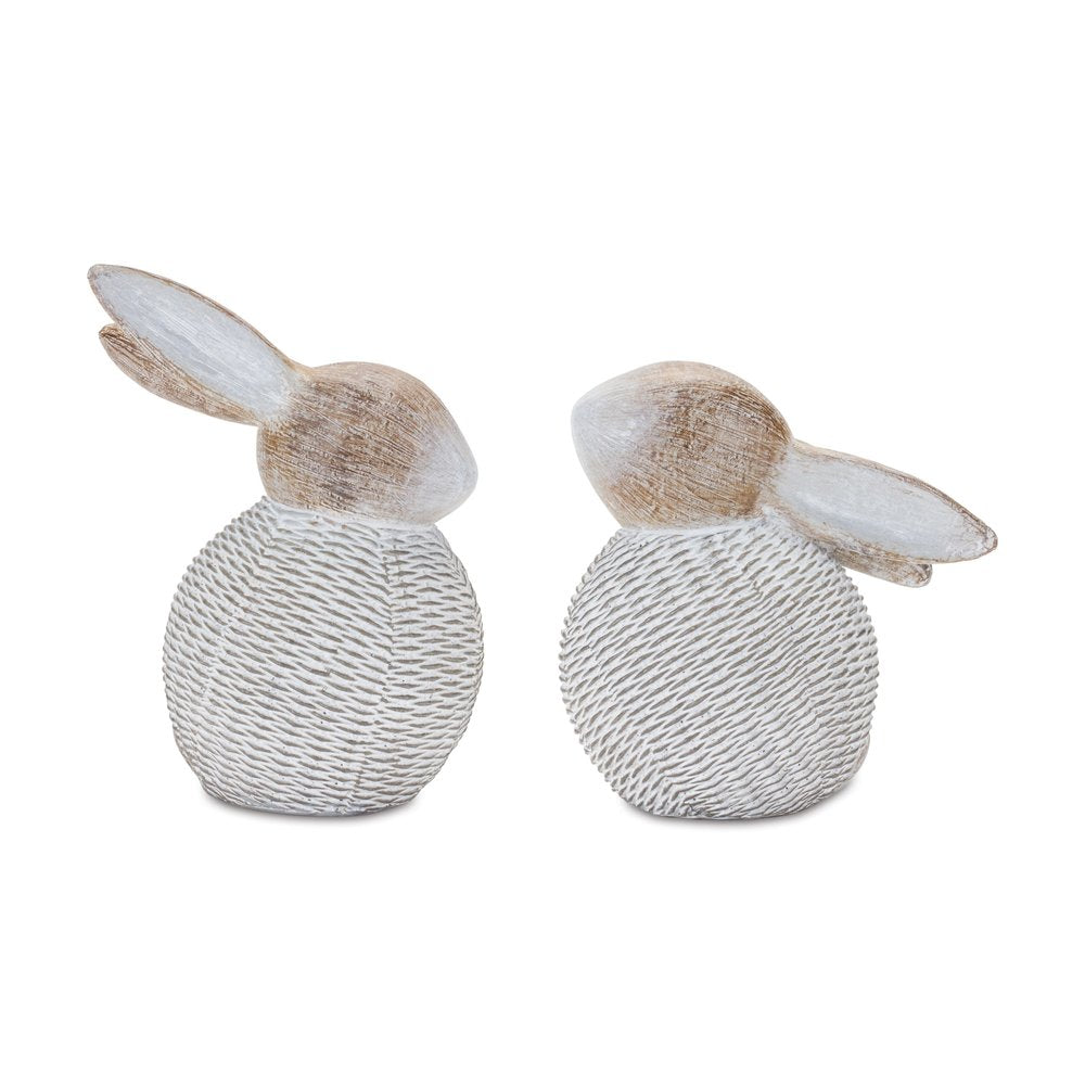 Set of Two White Resin Figurine Tabletop Sculpture  Warm Home View