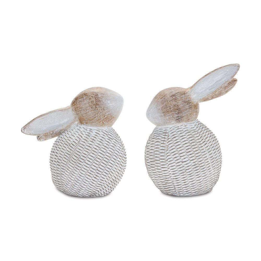 Set of Two White Resin Figurine Tabletop Sculpture  Warm Home View