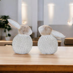Set of Two White Resin Figurine Tabletop Sculpture  Warm Home View