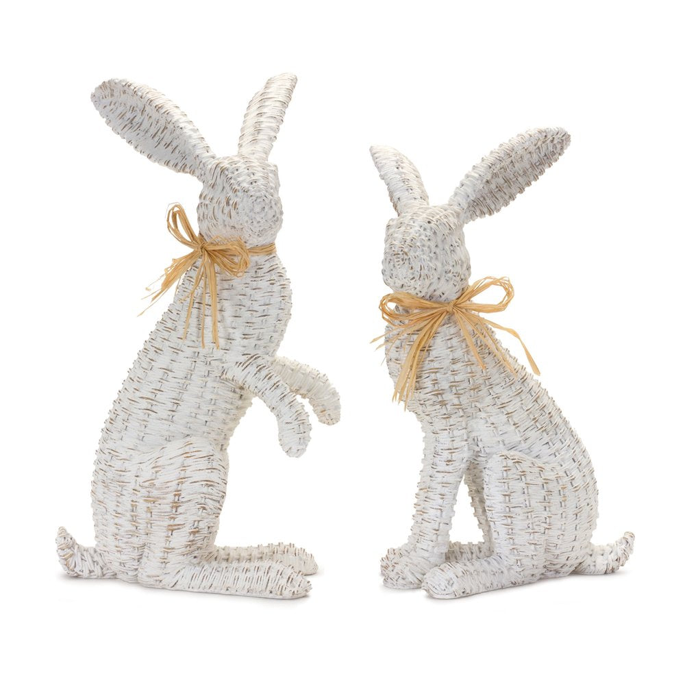 Set of Two White Resin Figurine Tabletop Sculpture  Warm Home View