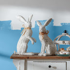Set of Two White Resin Figurine Tabletop Sculpture  Warm Home View