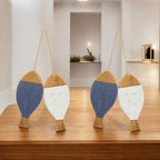 Set of Two White Fabric Figurine Tabletop Sculpture  Warm Home View