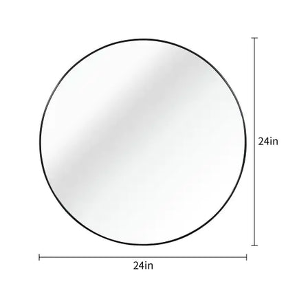 Black 24-Inch Round Metal Bathroom Mirror