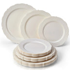 Silver Spoons Disposable Dinnerware Set|Vintage Collection 10 Servings Cream  Warm Home View
