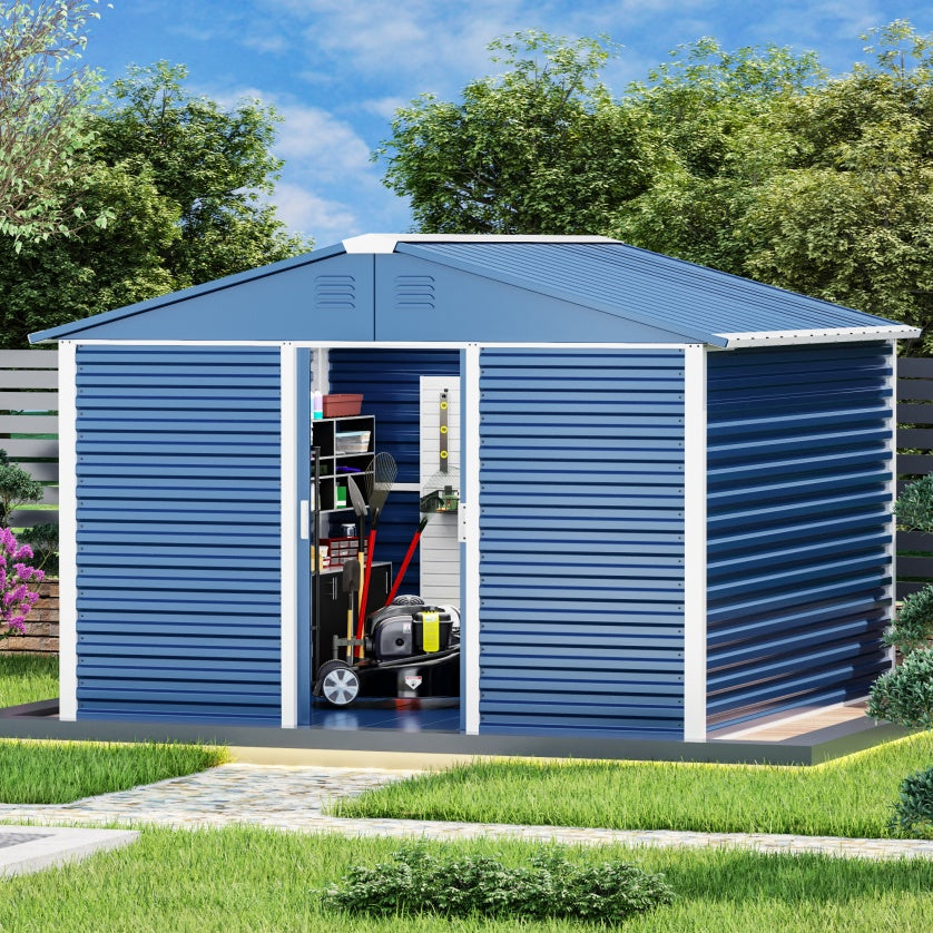 Metal Outdoor Utility Storage Shed - Galvanized Steel, 1-Piece  Warm Home View