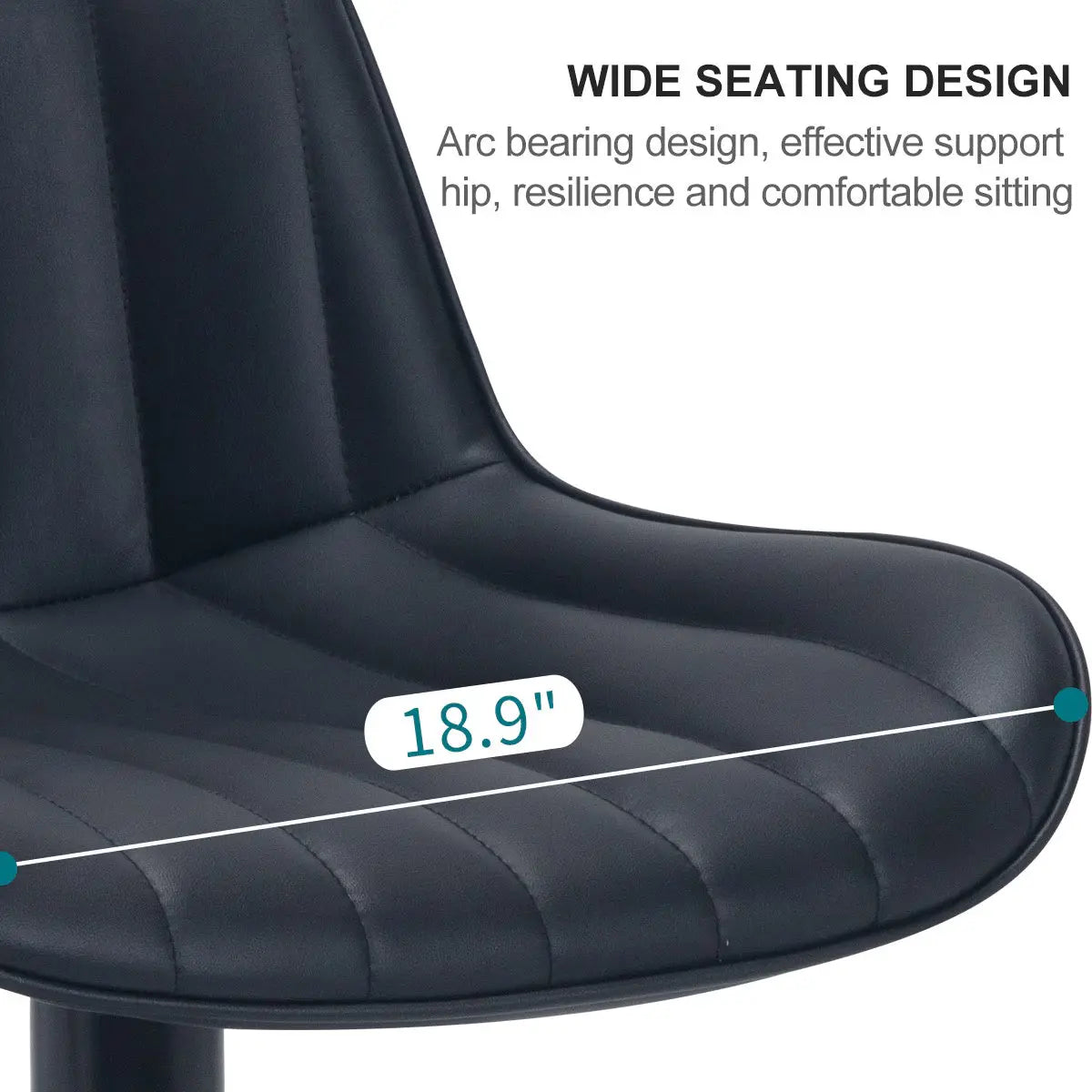 Premium Adjustable Black Leather Bar Stools with 360° Swivel and Steel Frame - Set of 2  Warm Home View