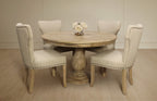 Five Piece Natural Round Solid Wood Dining Set with Four Chairs  Warm Home View