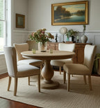 Five Piece Natural Round Solid Wood Dining Set with Four Chairs  Warm Home View