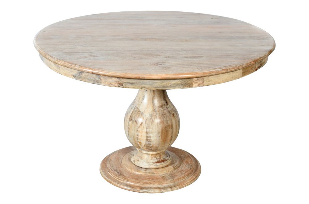 Five Piece Natural Round Solid Wood Dining Set with Four Chairs  Warm Home View