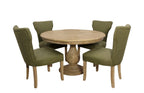 Five Piece Natural Round Solid Wood Dining Set with Four Chairs  Warm Home View
