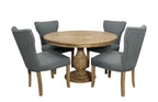 Five Piece Natural Round Solid Wood Dining Set with Four Chairs  Warm Home View