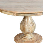 Five Piece Natural Round Solid Wood Dining Set with Four Chairs  Warm Home View