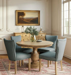 Five Piece Natural Round Solid Wood Dining Set with Four Chairs  Warm Home View
