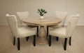 Five Piece Natural Round Solid Wood Dining Set with Four Chairs  Warm Home View