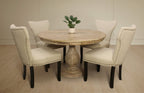 Five Piece Natural Round Solid Wood Dining Set with Four Chairs  Warm Home View