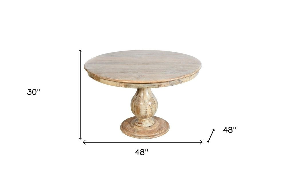 Five Piece Natural Round Solid Wood Dining Set with Four Chairs  Warm Home View