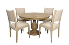 Five Piece Natural Round Solid Wood Dining Set with Four Chairs  Warm Home View