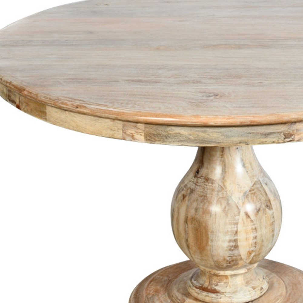 Five Piece Natural Round Solid Wood Dining Set with Four Chairs  Warm Home View