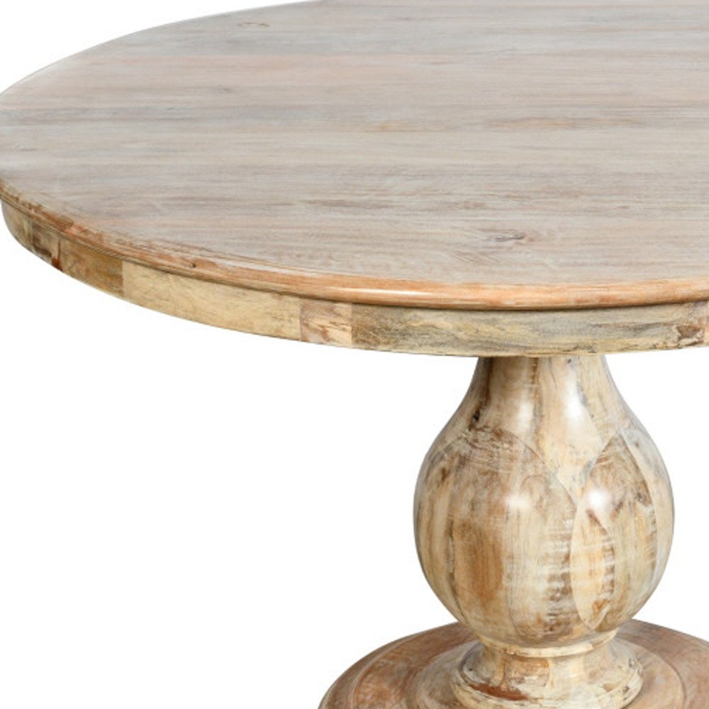Five Piece Natural Round Solid Wood Dining Set with Four Chairs  Warm Home View