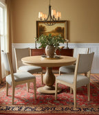 Five Piece Natural Round Solid Wood Dining Set with Four Chairs  Warm Home View